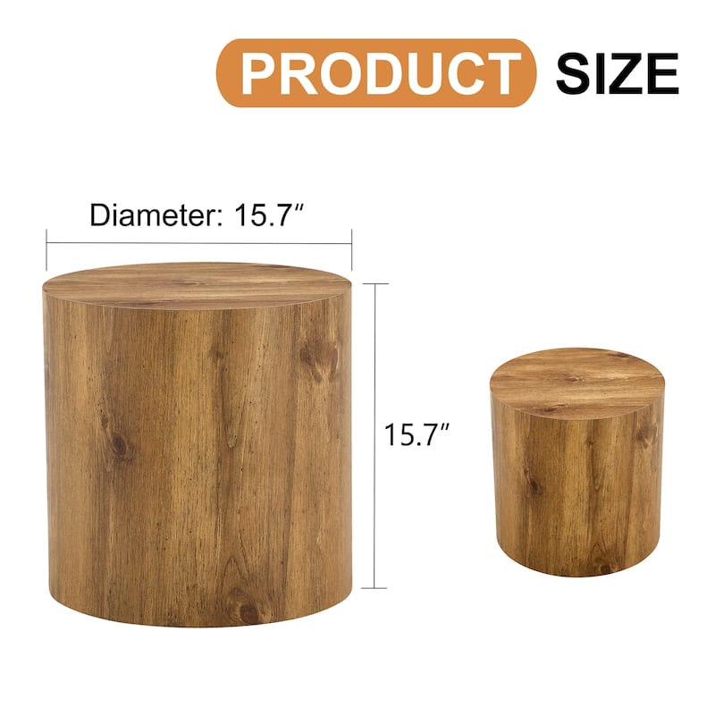 Roomfitters Cylindrical Coffee Table with Marble Pattern, Versatile Modern Table for Dining, Work or Living Room