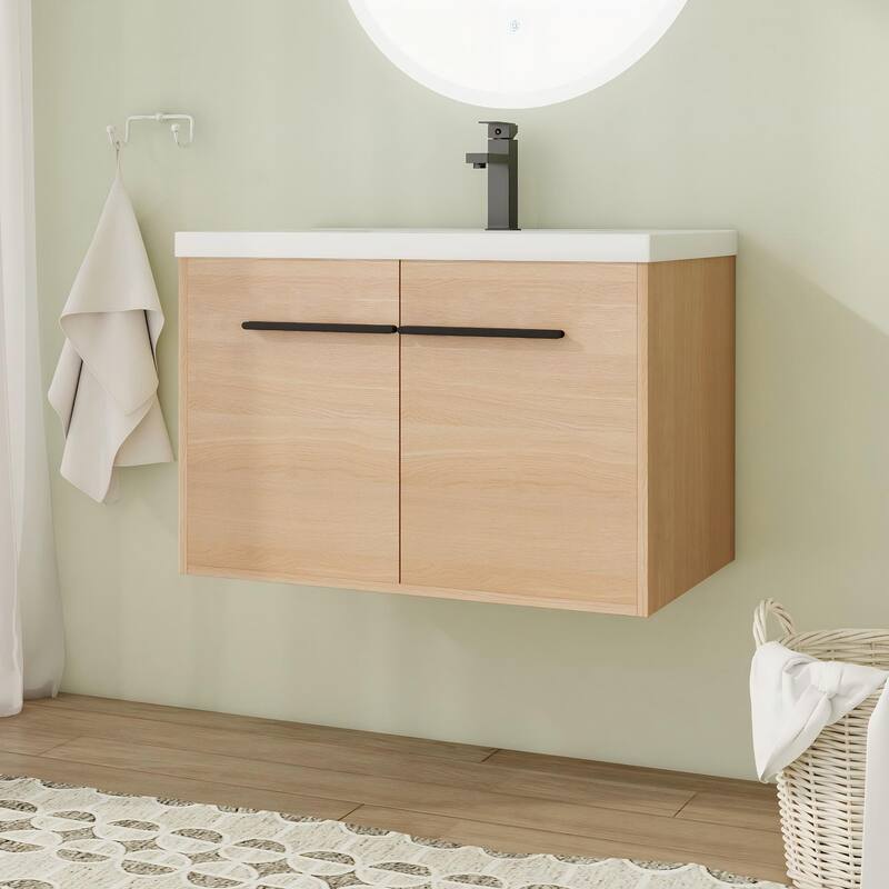 24"/30"/36" Floating Bathroom Vanity with Sink, Wall Mounted Bathroom Vanity with Soft Close Doors