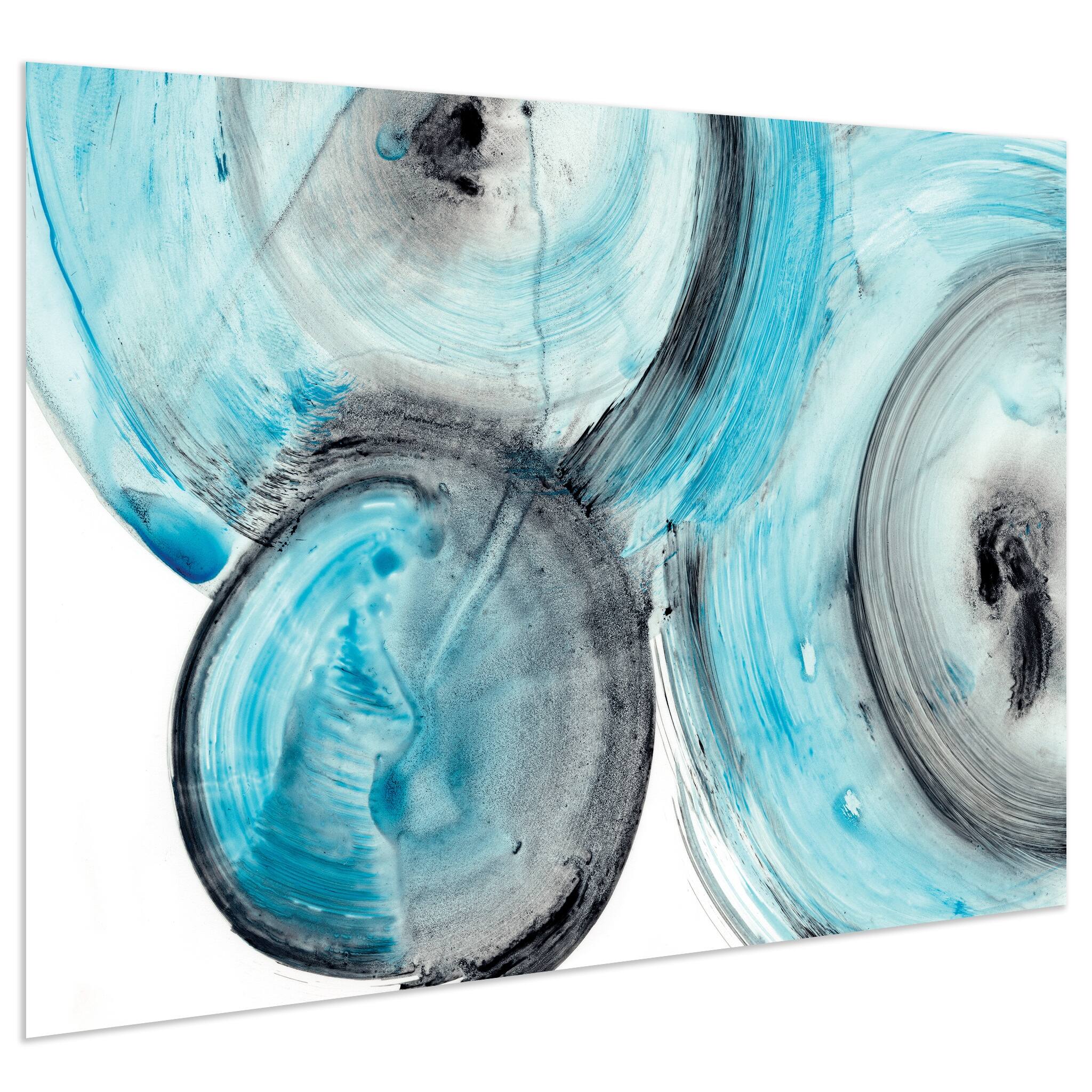 Blue Circles Abstract Wall Art Printed on Frameless Free Floating