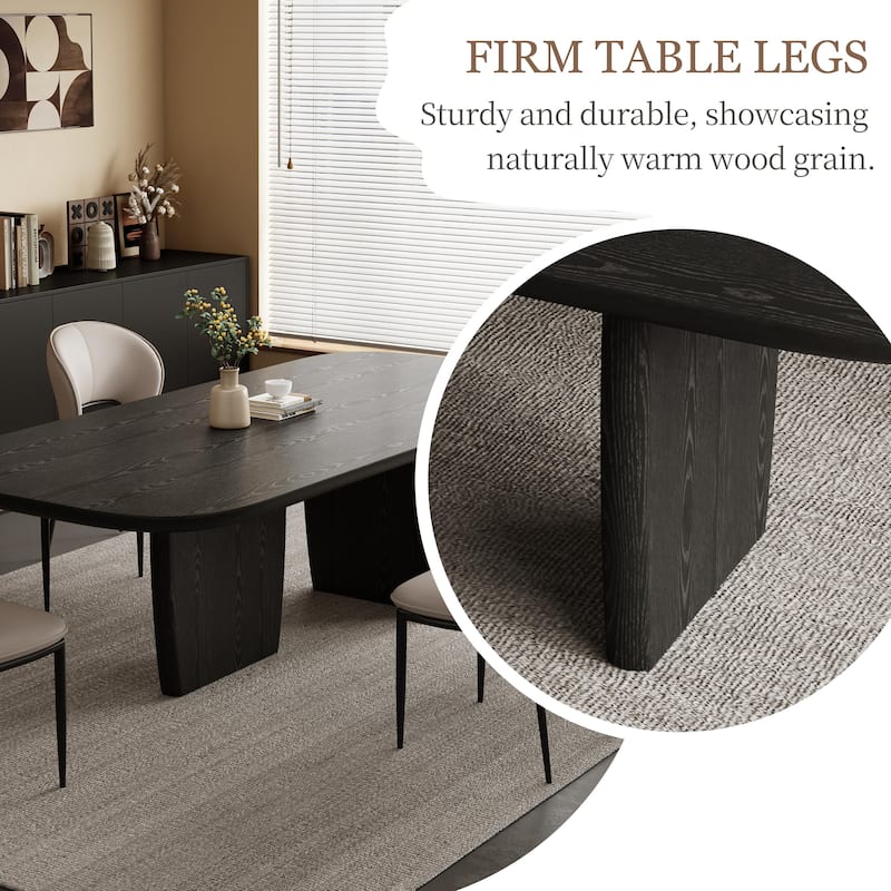 78.74" Mid Century Modern Black/ Brown Dining Table, Rectangular Dining Table ,Solid Wood for 6-8