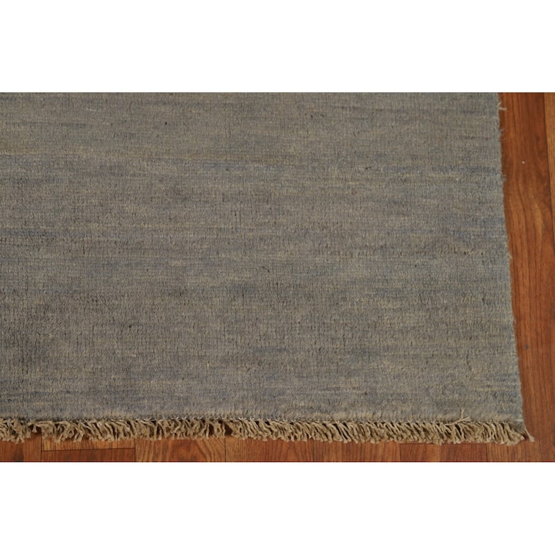 Hand Knotted Oriental 100% Wool Carpet Modern Modern Greys & Charcoal Gabbeh Area Rug - 5' 1'' X 3' 4''