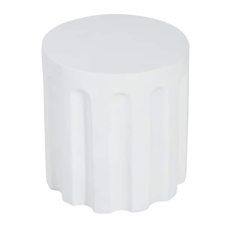 Christopher Knight Home - 15.75'' Modern Cylindrical Concrete Accent Side Table with Vertical Groove Design - White