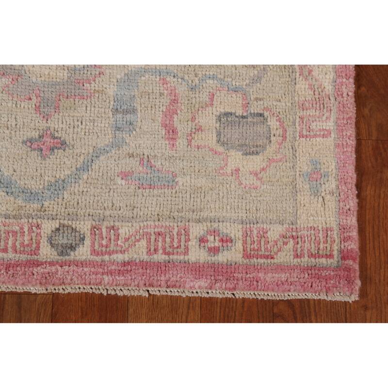 Pink Oushak Vegetable Dye Area Rug Handmade Wool Carpet - 6'0"x 8'8"