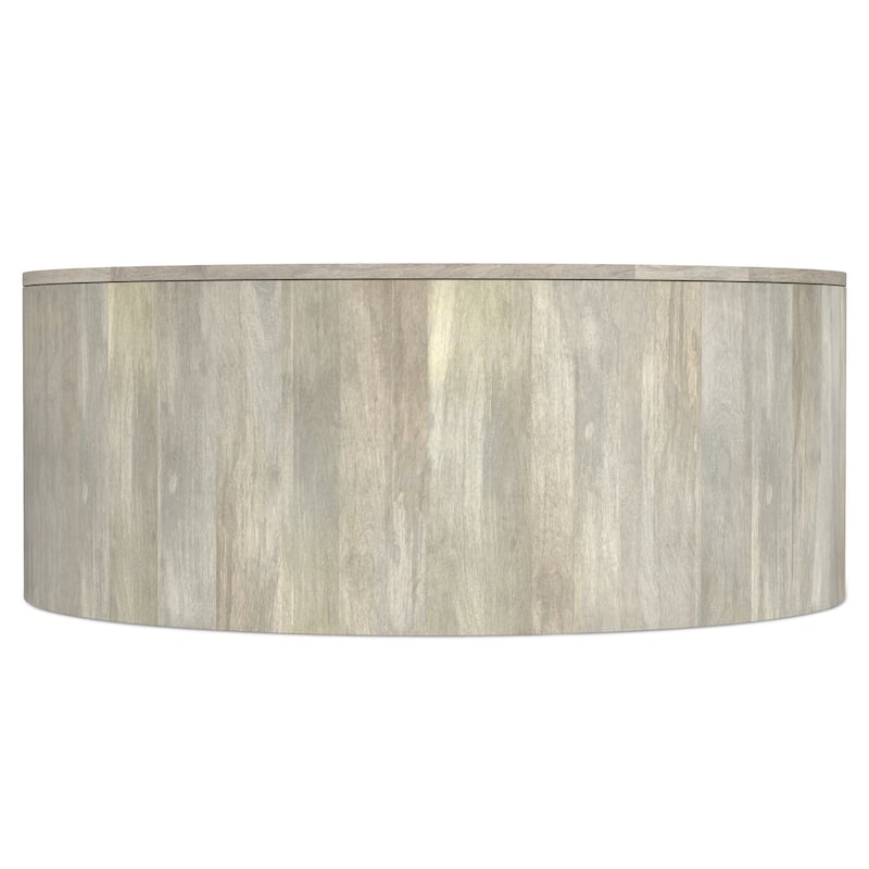 WYNDENHALL Hillmount SOLID MANGO WOOD 36 inch Wide Round Contemporary Drum Coffee Table & Fully Assembled - 36"d x 36" w x 14"h