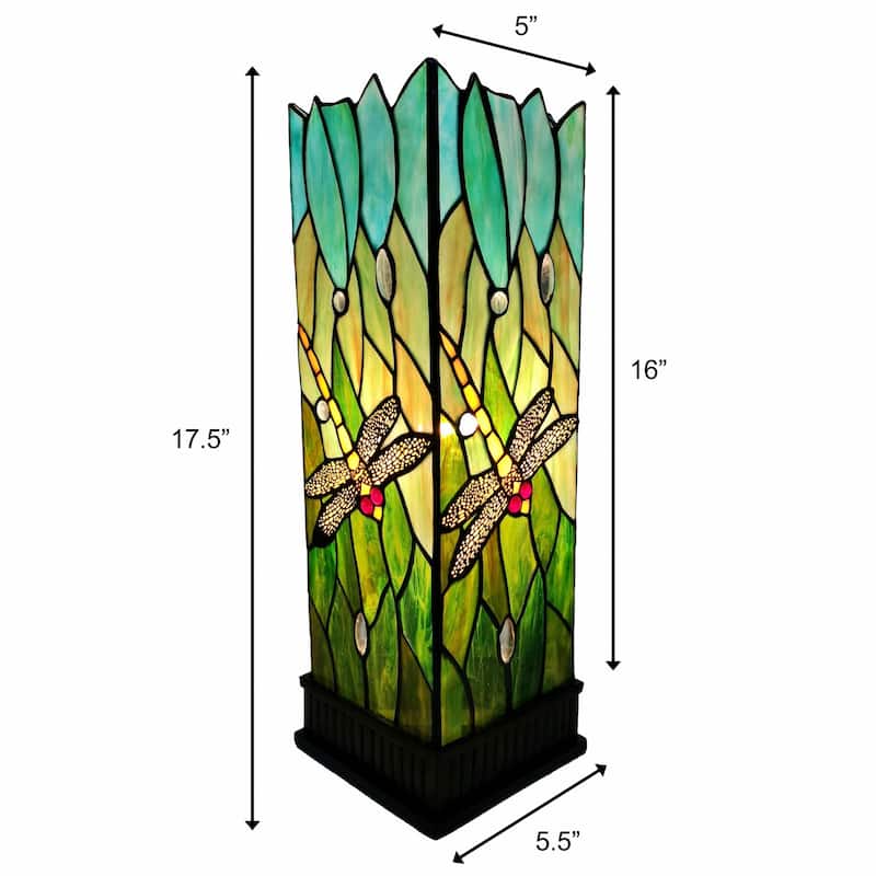 HomeRoots 18" Dark Brown Table Lamp With Green and Black Shade - 12