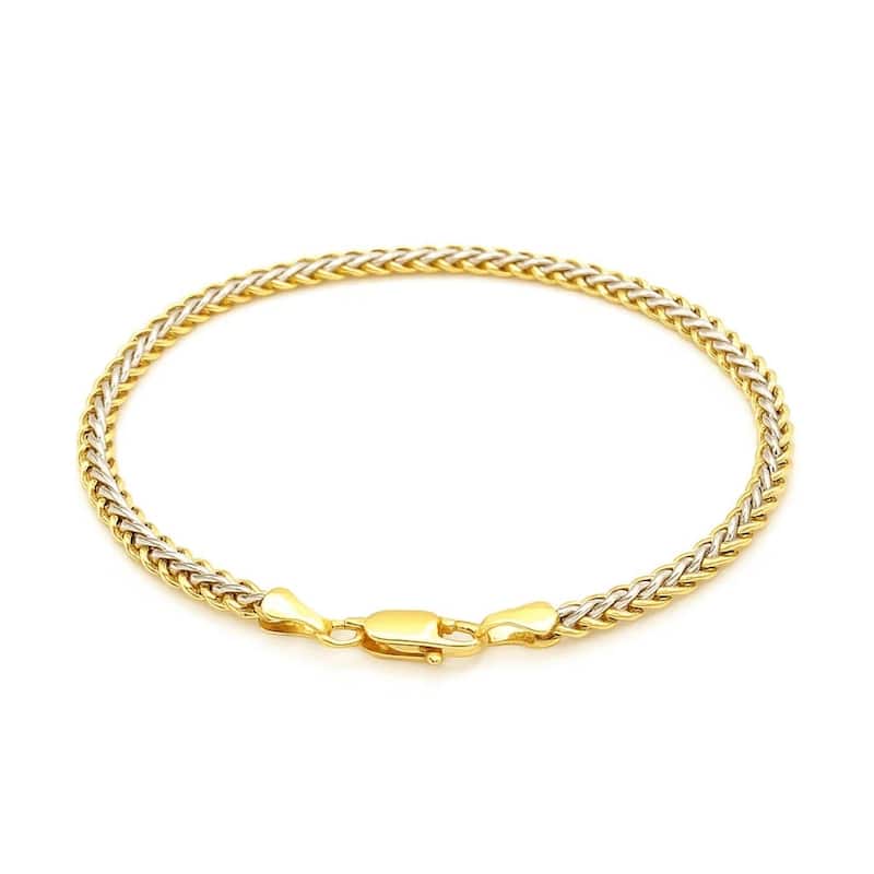 MayaMila Two-Toned Fine Wheat Chain Bracelet in 10k Yellow and White Gold