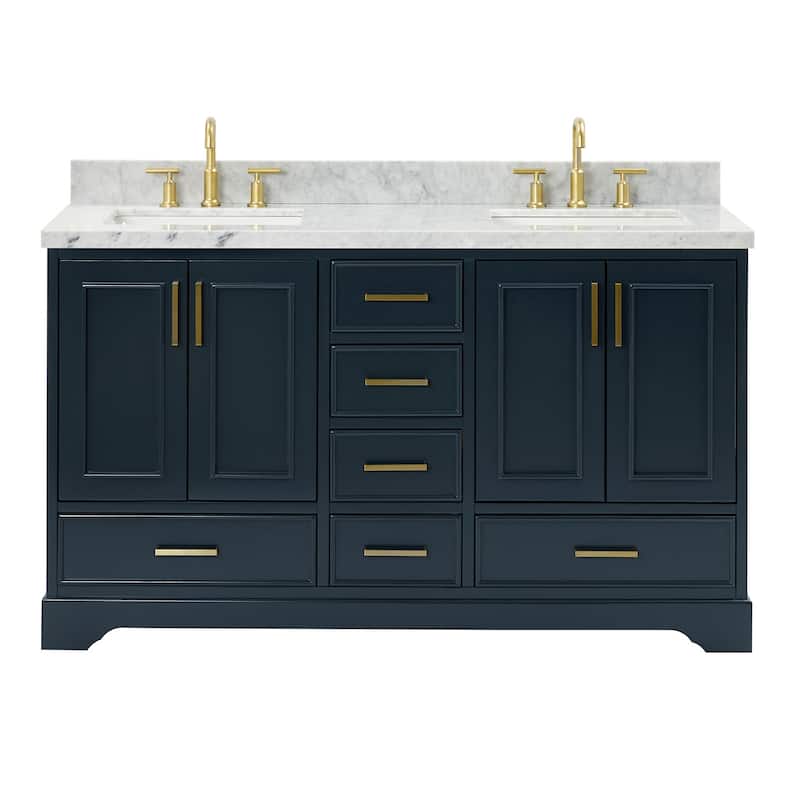 Ariel M061DCWRVO Stafford 61" Free Standing Double Basin Vanity Set - Midnight Blue - Painted