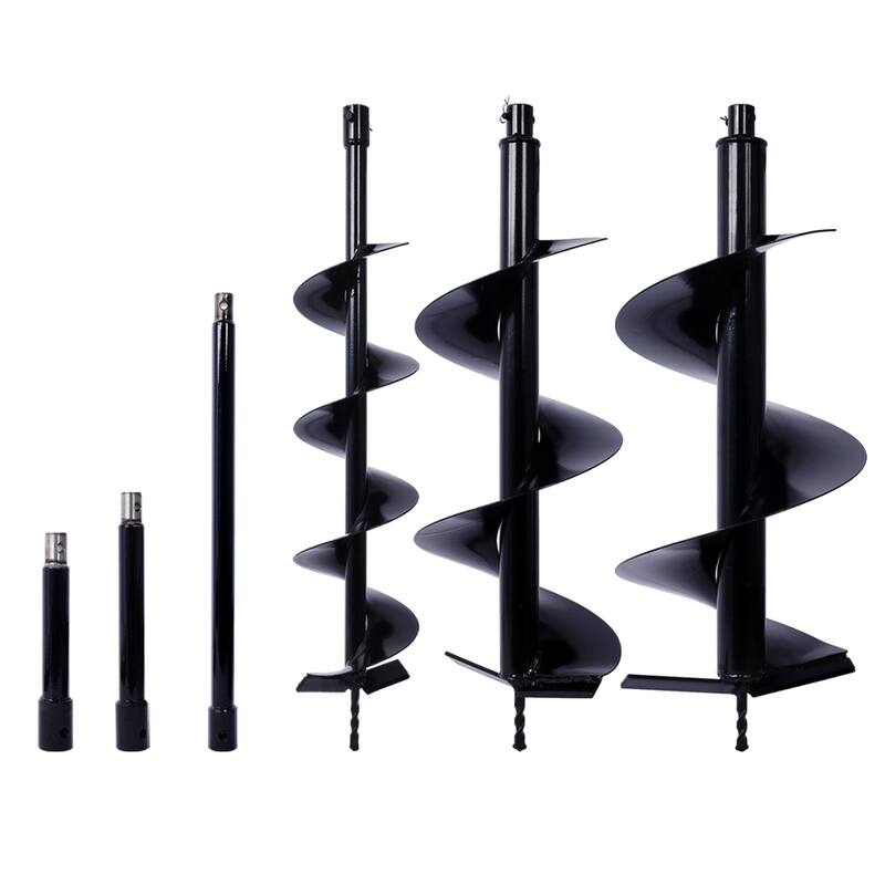 6 Piece Steel Hole Digger Replacement Auger Bits,6"+10"+12"+EXTENSION ROD KIT