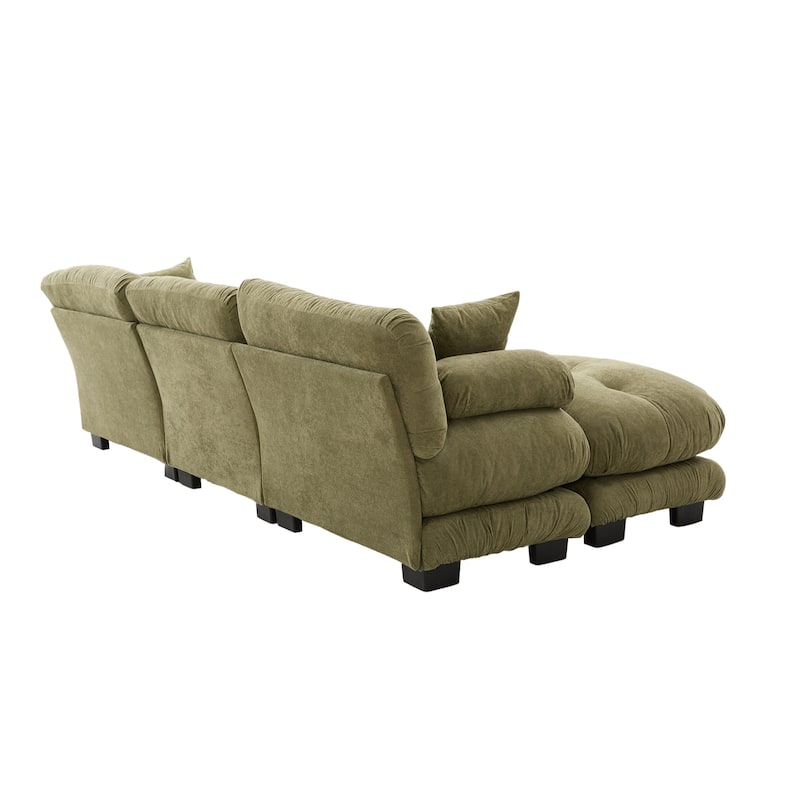 GDFStudio - Pelletized U Shape Cloud Couch with Bolster Armrest Pillows