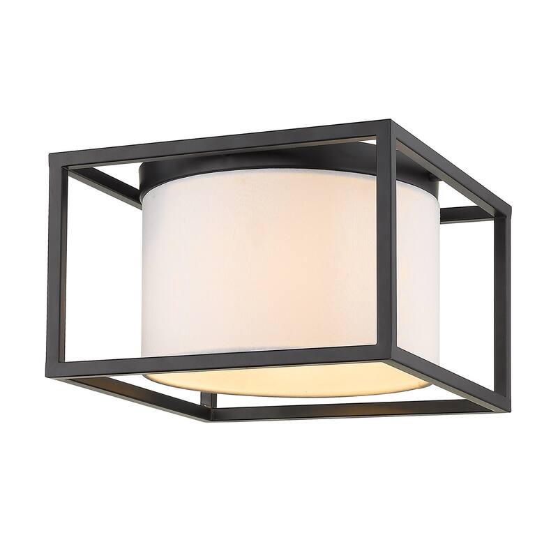 Golden Lighting Manhattan 2 Light 12" Wide Flush Mount Square Ceiling - Matte Black