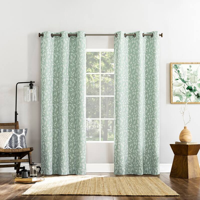 Sun Zero Satti Embroidered Leaf Total Blackout Grommet 1-Piece Curtain Panel, Single Panel