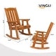 preview thumbnail 2 of 7, Wooden Rocking Chair Teak Color Fir Wood Vertical Backrest