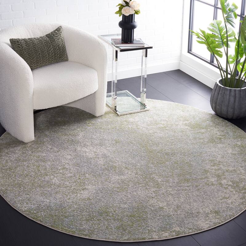 SAFAVIEH Tulum Melinda Modern Abstract Rug - 6'7" Round - Ivory/Sage
