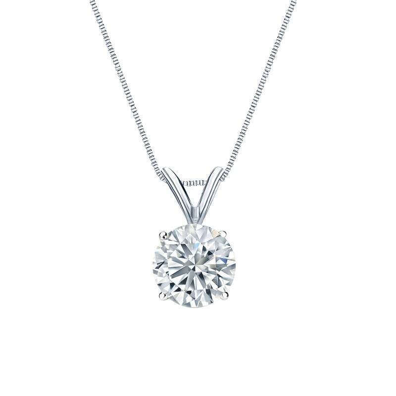 Auriya 18-karat Gold 0.90ctw Round Solitaire Lab Grown Diamond Necklace 4-Prong Basket (H-I VS) - 0.90 - White
