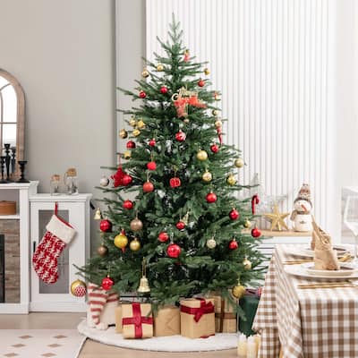 6/7 FT Pre-Lit Artificial Christmas Tree Hinged w/ 280/380 LED Lights