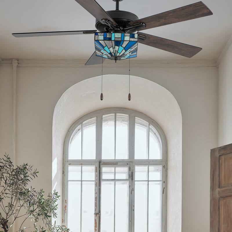 Reid River of Goods 5-blade 52-inch Indoor Tiffany-style Ceiling Fan with Shade and Remote Control