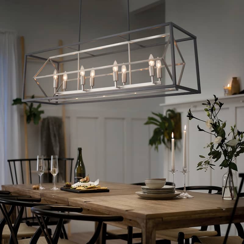 8 - Light Kitchen Island Rectangle Chandelier Geometric Modern Cube Design