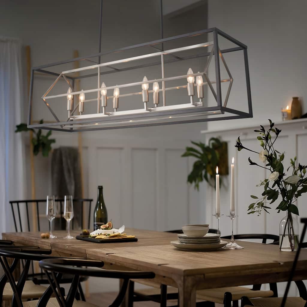 8 - Light Kitchen Island Rectangle Chandelier Geometric Modern Cube Design
