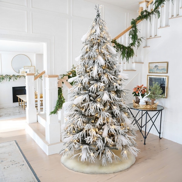 Slim pre lit flocked christmas tree sale