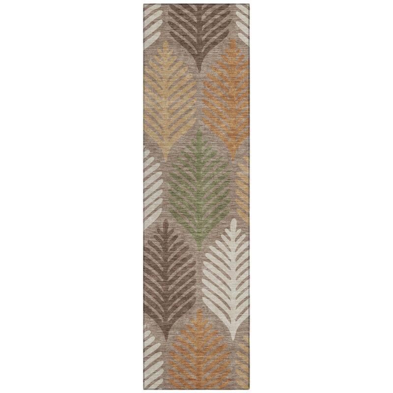 Machine Washable Indoor/ Outdoor Modern Fern Chantille Rug