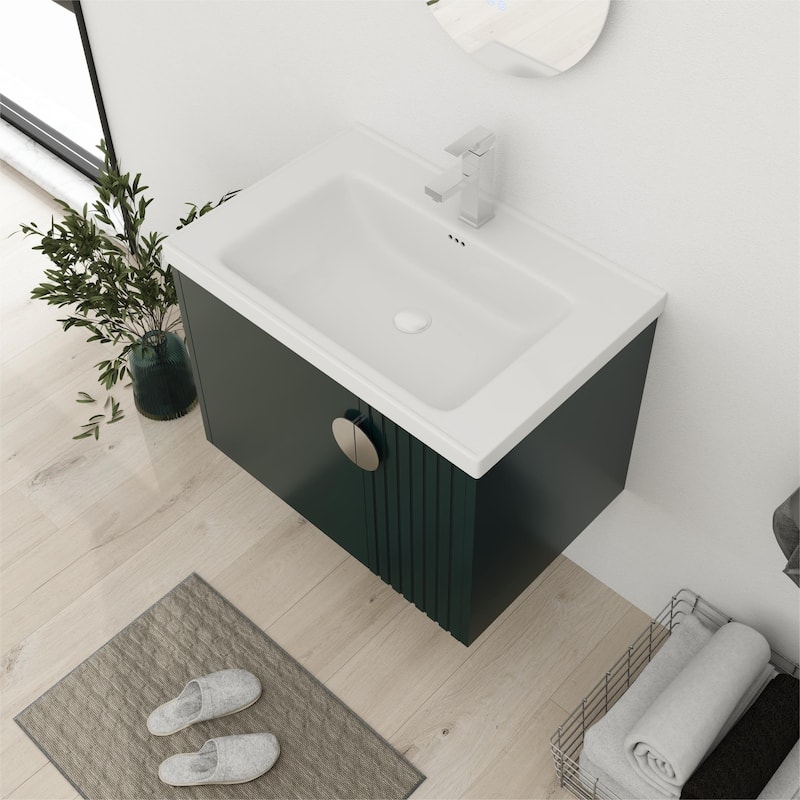 Bathroom Vanity With Sink In 24/28 Inch, Floating Bathroom Vanity With Soft Close Door