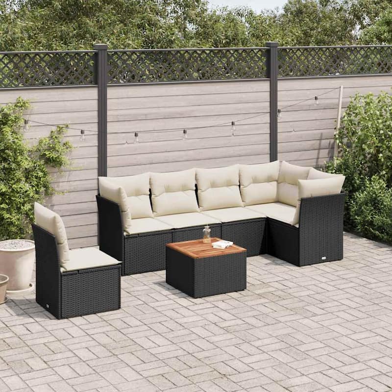 vidaXL Garden Sofa Set Black - 24.4 x 24.4 x 27.2 - Black and cream Large  - form2