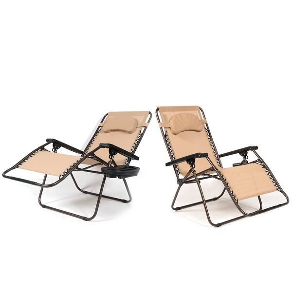 Shop Belleze Xl Oversized 2 Pack Zero Gravity Chairs Patio Lounge Cup Holder Utility Tray Overstock 22163145