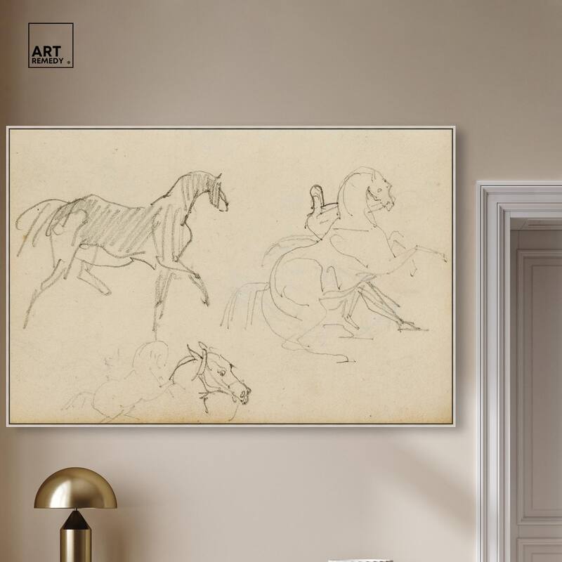 Gericault - Three horse studies Canvas by Art Remedy