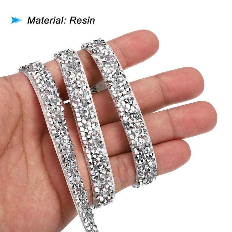 3 Yards Resin Rhinestone Ribbon Crystal Strips Self Adhesive