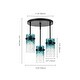 preview thumbnail 14 of 20, 1/3-Light Coastal Matte Black Adjustable Pendant Light with Gradient Blue Hammered Cylinder Glass for Kitchen Island