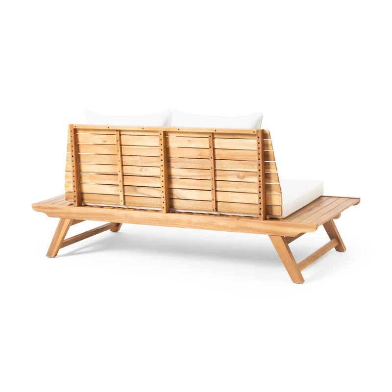 Roomfitters Outdoor Wood Loveseat with Cushions, Patio Seating Bench