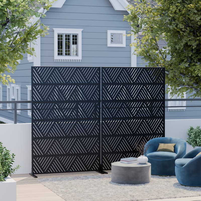 Dovelina 6ft.Outdoor Freestanding Metal Privacy Screen Decorative Garden Fence - 72"x47"