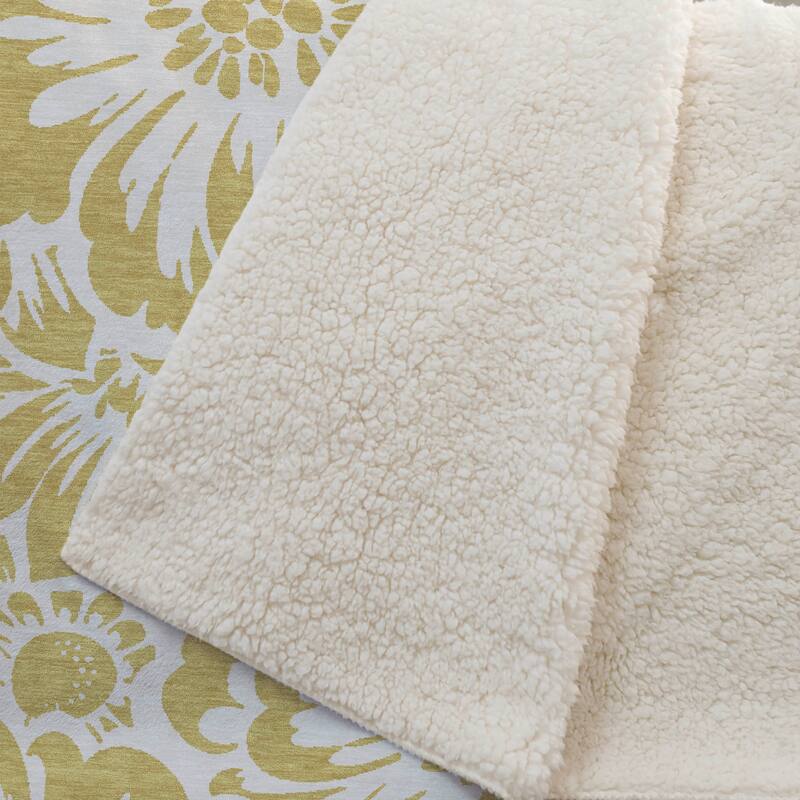 Premium Machine Washable Modern Floral Sherpa Throw Blanket