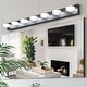 preview thumbnail 1 of 7, Modern 7-Light LED Vanity Fixture - Black Iron Finish with Acrylic Shades, Dimmable & Energy-Efficient Black