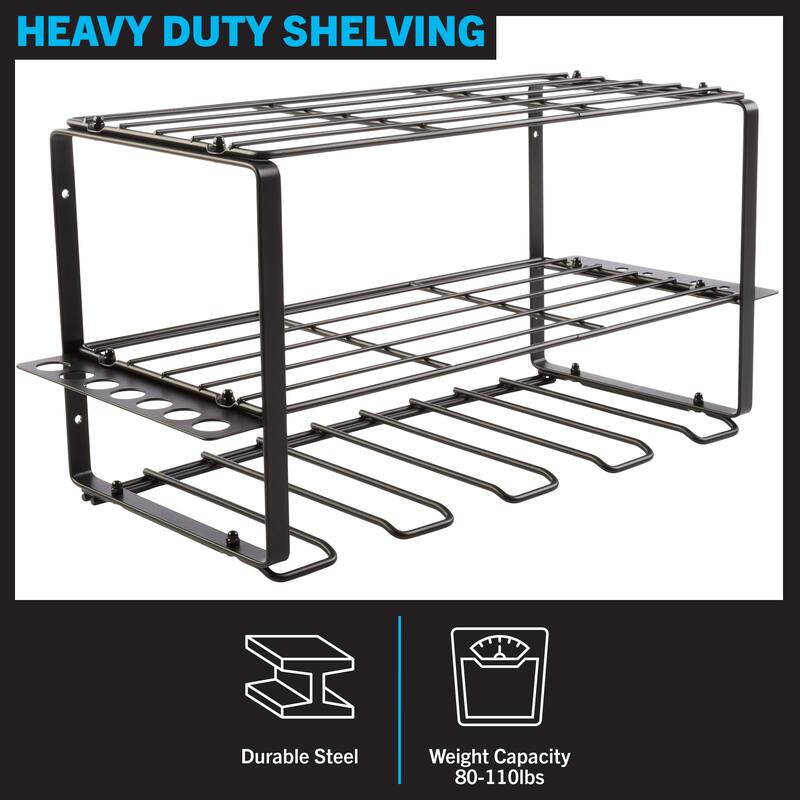 Power Tool Organizer - 3-Tier Garage Shelving Unit with 110lb Max Capacity - Wall Mount Garage Storage for Tools by Stalwart