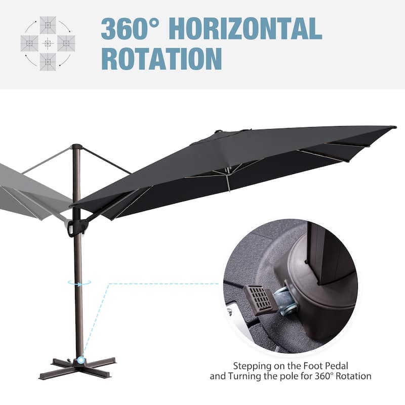 VredHom 9 x 12 FT Outdoor Patio Cantilever-Offset Umbrella with Wheel Base