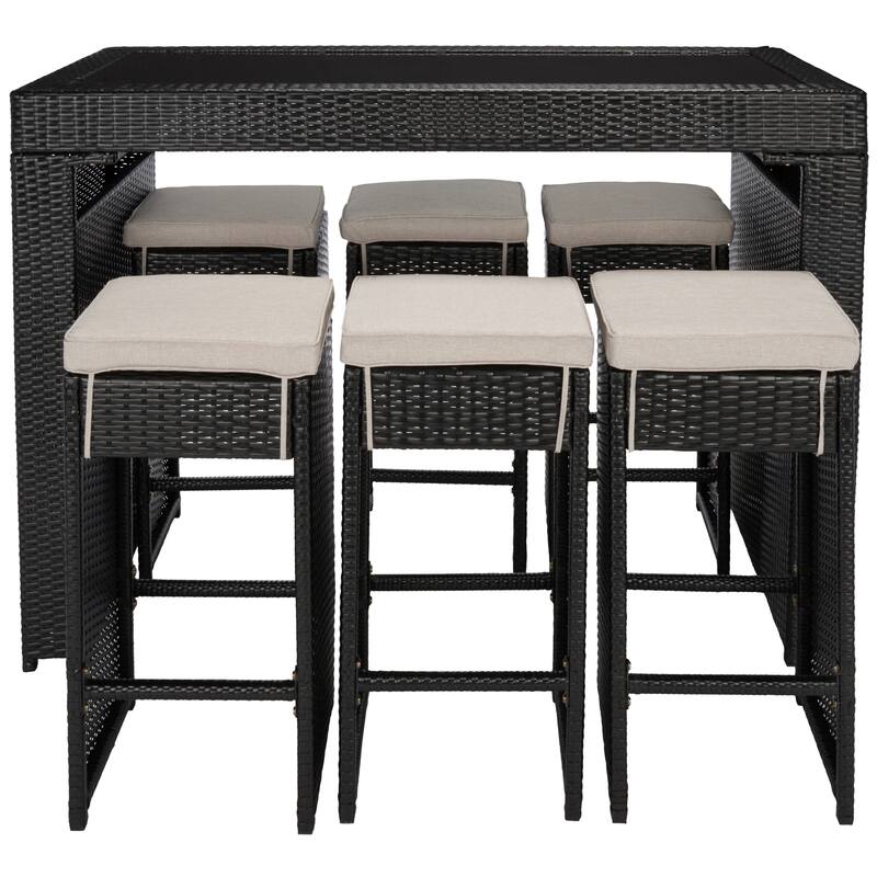 SAFAVIEH Yahaira 7-Piece Outdoor Patio Dining Set - 59Wx28Dx42H
