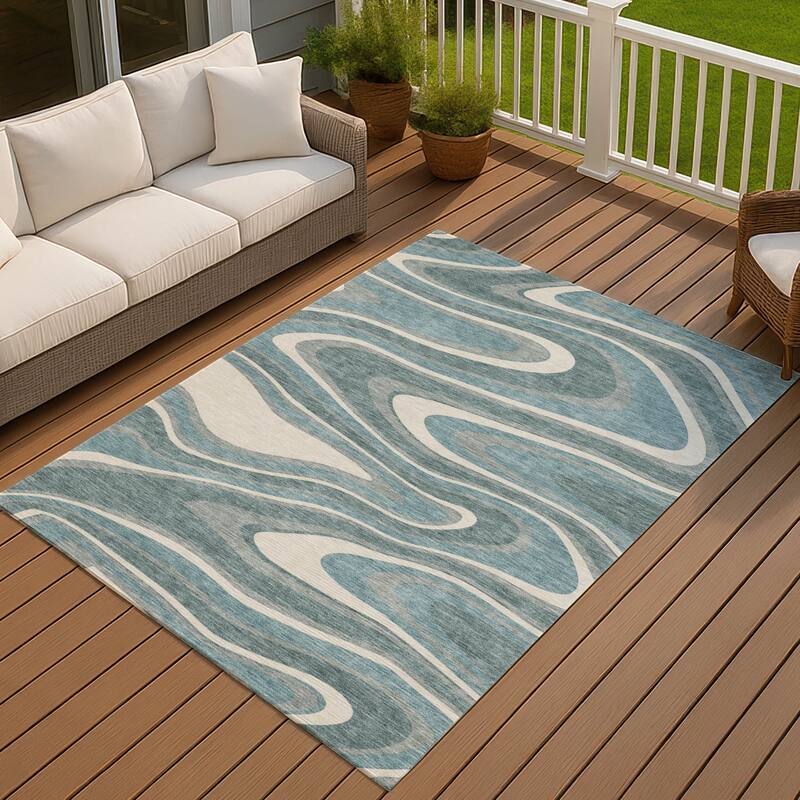 Machine Washable Indoor/ Outdoor Abstract Busey Chantille Rug
