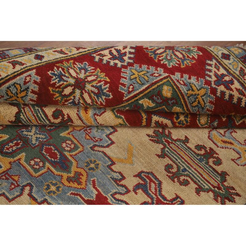 Kazak Area Rug Handmade Oriental Yellow Wool Carpet - 5'2" x 6'7"