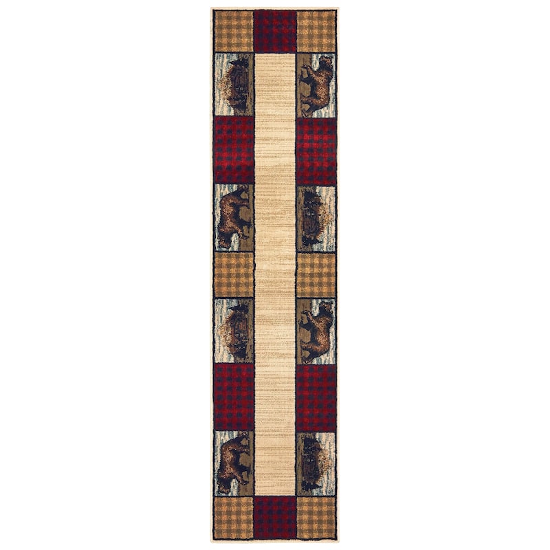 Style Haven Westley Bear Lodge Buffalo Plaid Area Rug - 1' 10" x 7' 6" - Cream/Multi - Runner