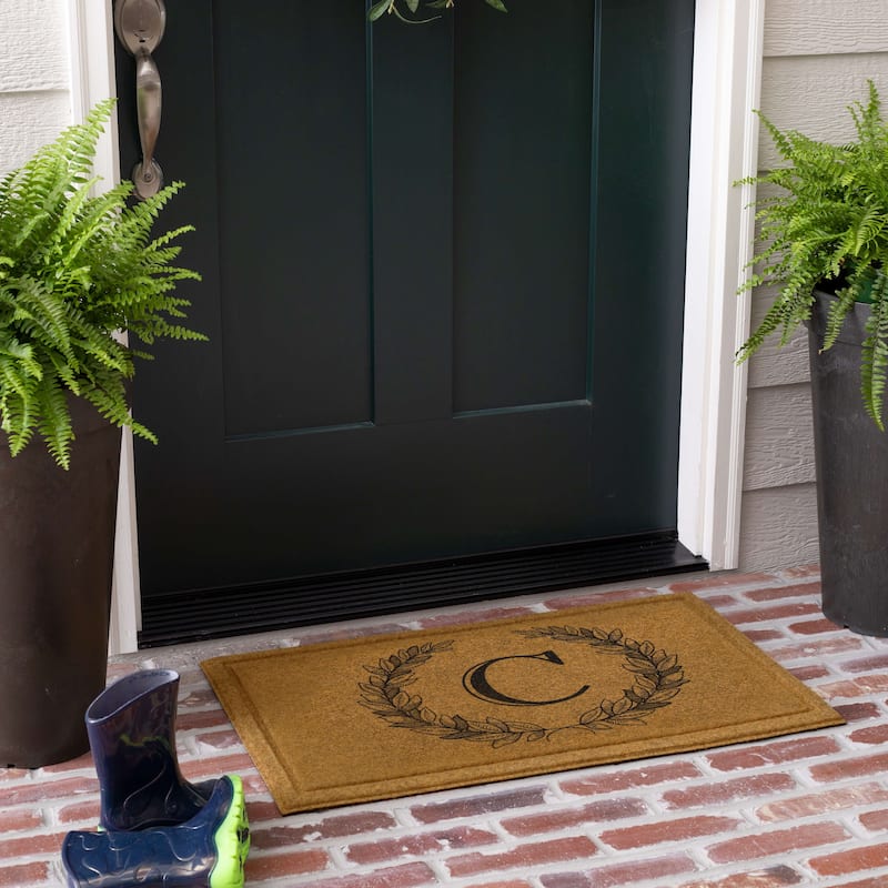 Mohawk Home Monogram Initial Faux Coir All Weather Recycled Rubber Door Mat
