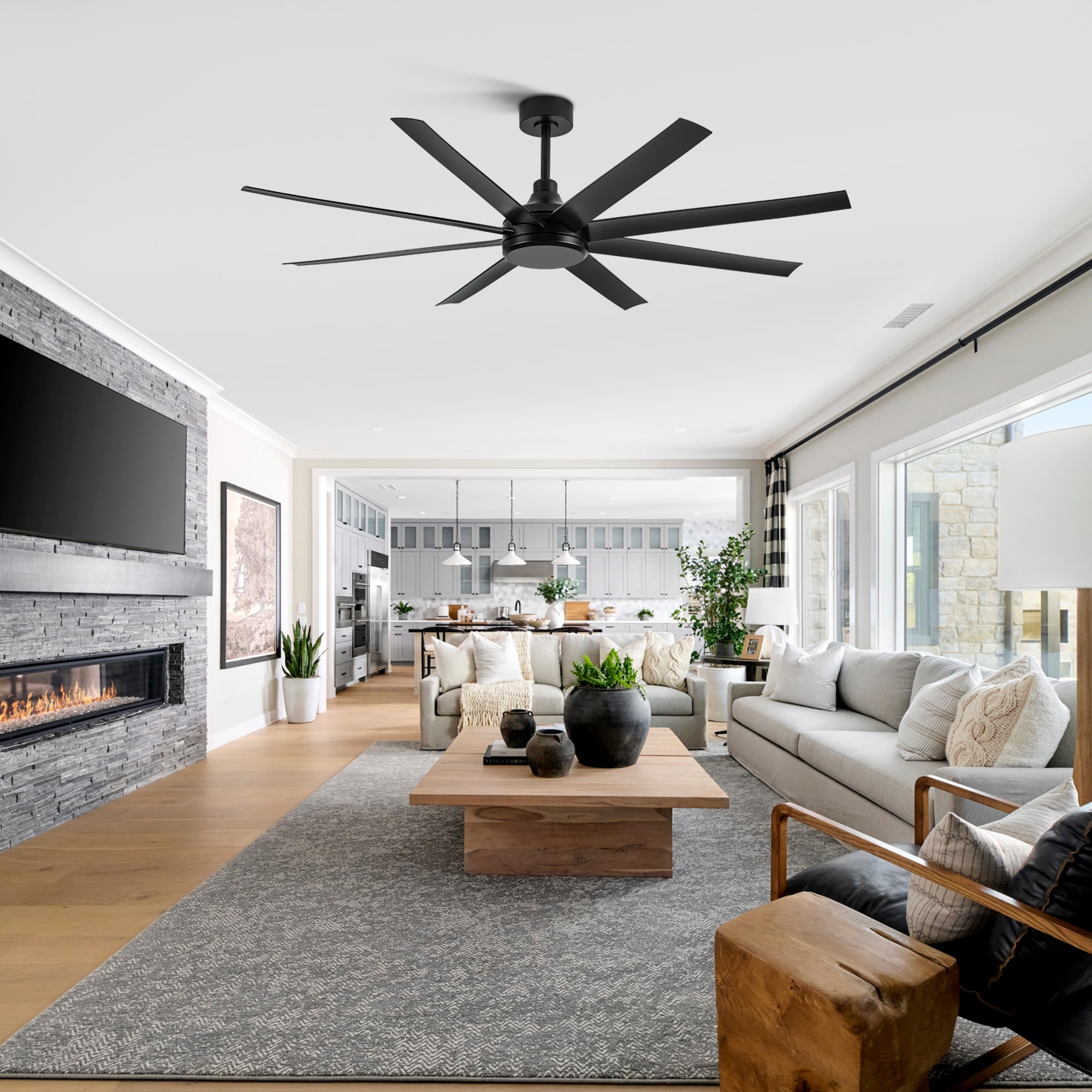 【na.e】 Smooth Reversible All-in-one 65-In Ceiling Fan with Remote Without Light(8-Blade) - On