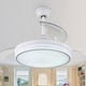 preview thumbnail 3 of 39, 42" Modern Drum Ceiling Fan with Retractable Blades, LED Light Kit and Remote Control White