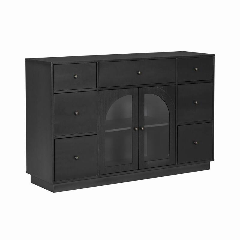 55.1" Large Storage Cabinet with 2 Doors and 7 Drawers for Living and Dining Room Organization