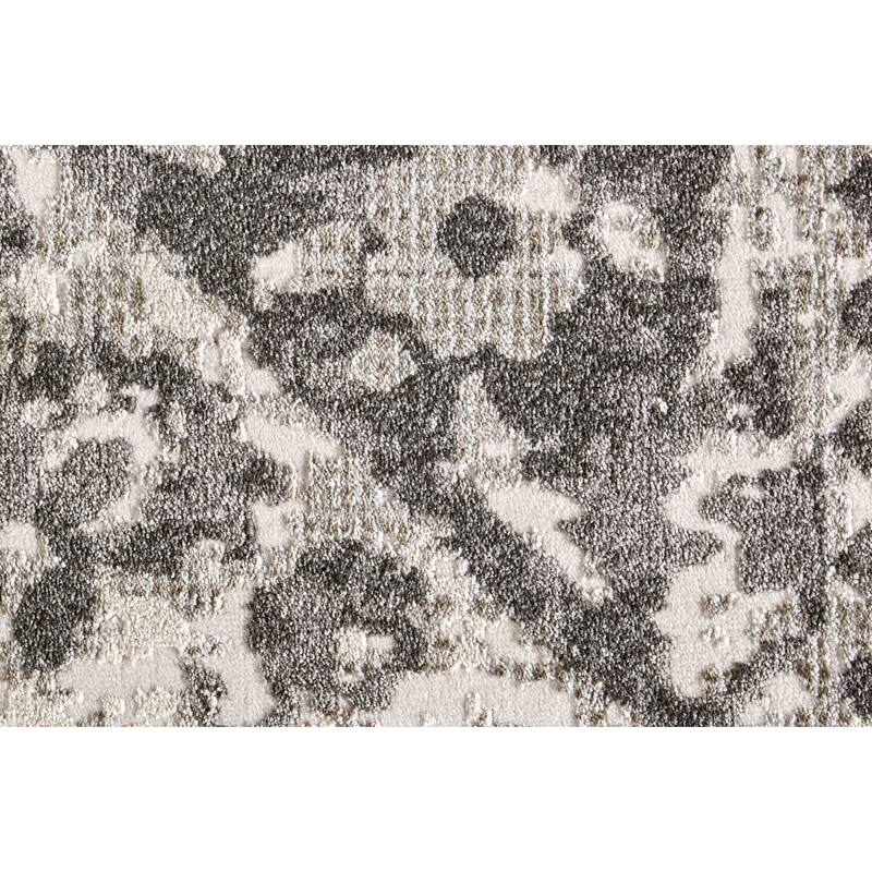 Kiba Distressed Medallion Diamond Rug, Ivory/Gray, Area Rug