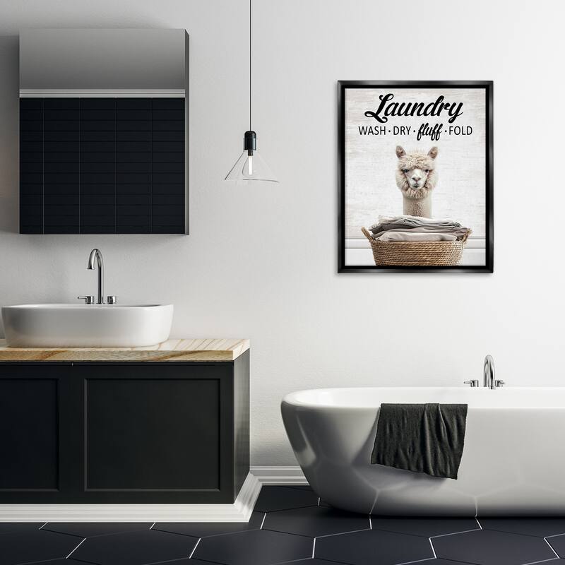 Stupell Wash Dry Fluff Laundry Framed Floater Canvas Wall Art Design By Lettered and Lined
