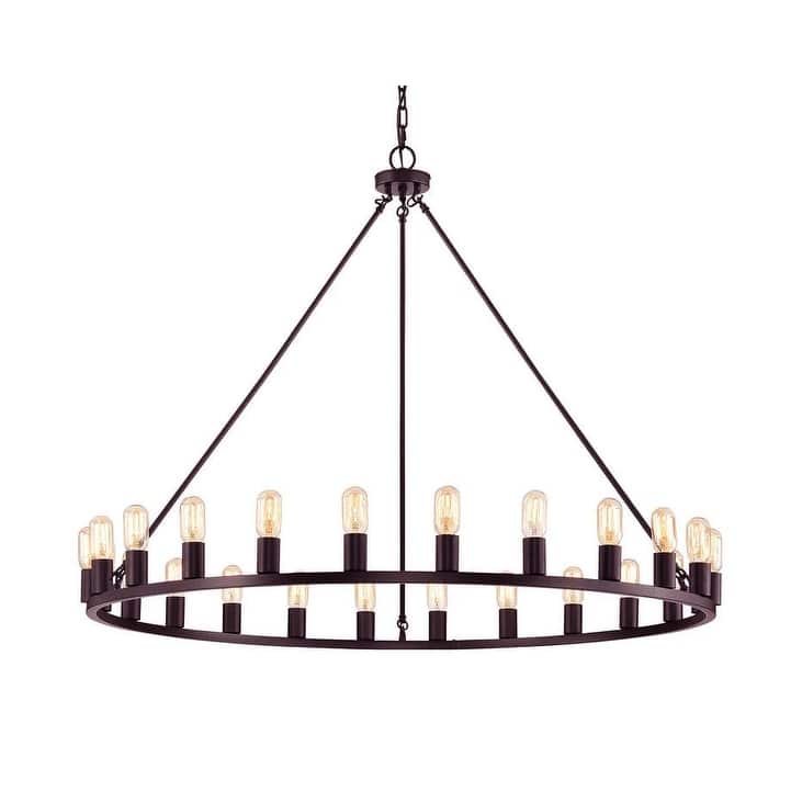 24-light Wagon Wheel Chandelier - 48-inch Diameter