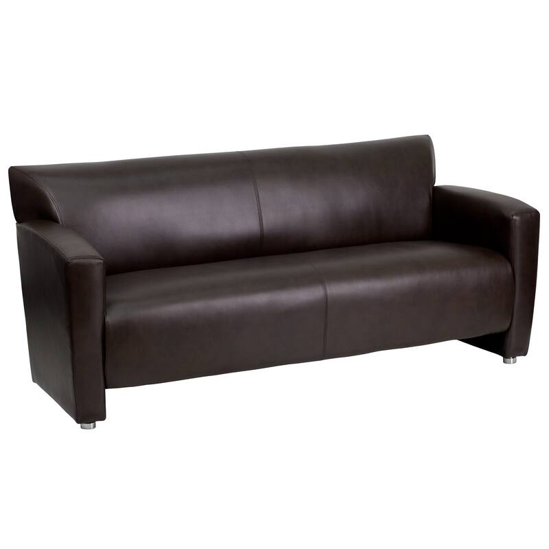 LeatherSoft Sofa with Extended Panel Arms
