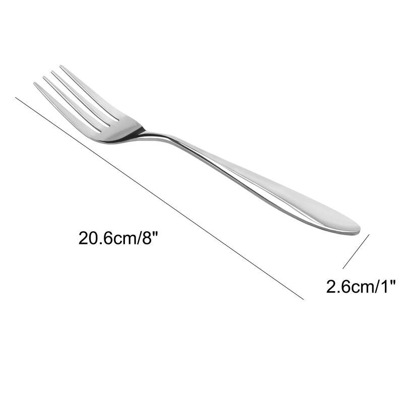 Dinner Forks Set of 12 Stainless Steel 8" Household Dessert Fork Tableware - Silver Tone