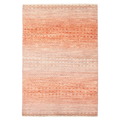 ECARPETGALLERY Hand-knotted Silk Shadow Dark Copper Wool Rug - 4'3 x 6'3